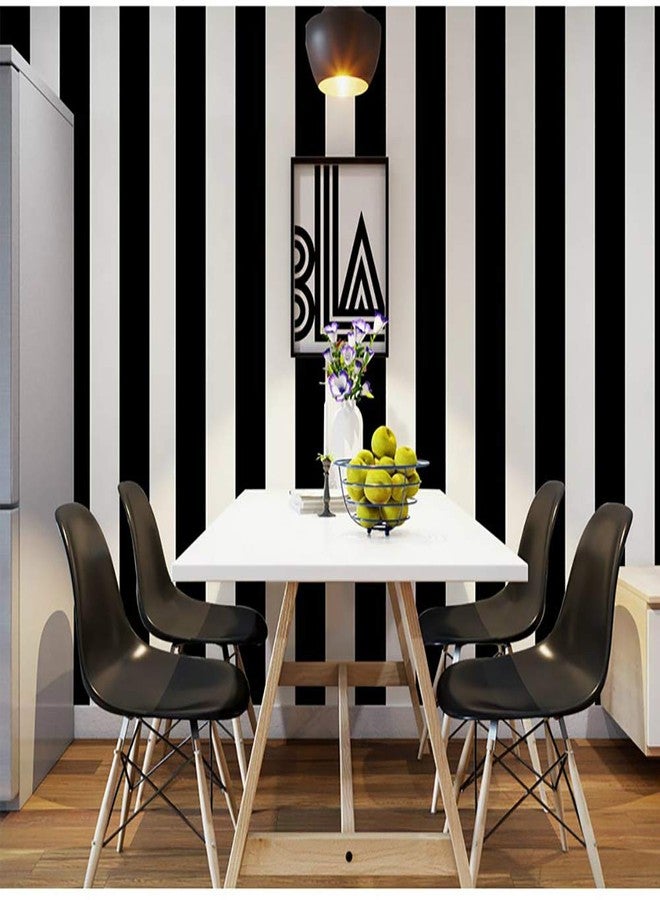 Guvana Striped Peel and Stick Wallpaper Black and White Self-Adhesive Wallpaper 394"x17.7" Removable Contact Paper Waterproof Wall Paper for Livingroom Cabinets Shelves Drawer Liner Decor Vinyl Roll - Image 4
